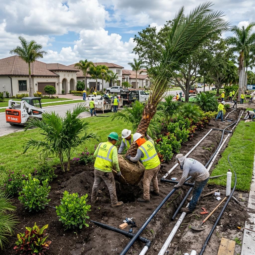 Commercial landscape and irrigation installation